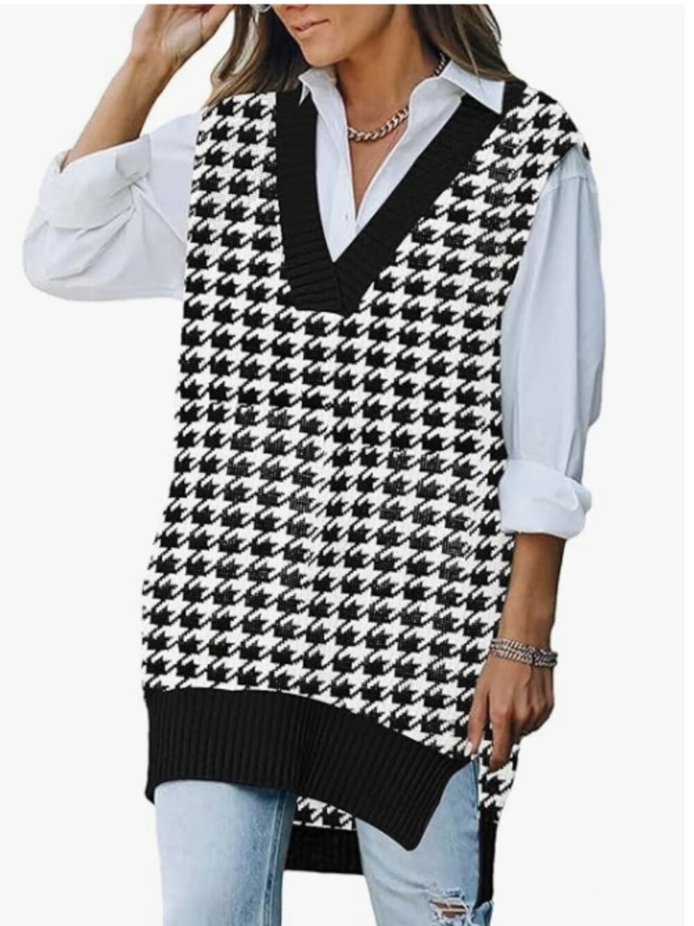 Viottiset Sweater Vest Oversized V Neck Sleeveless Knitted Tunic Top Size S NWT